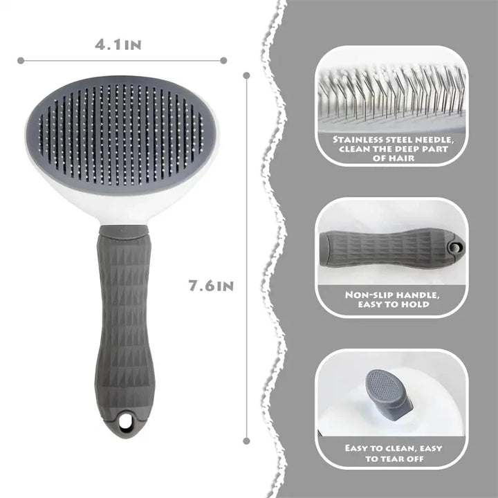 Self-Cleaning Slicker Brush for Pets: Hair Removal Comb