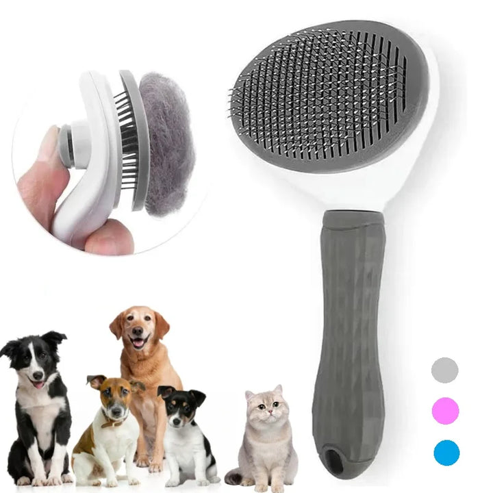 Self-Cleaning Slicker Brush for Pets: Hair Removal Comb