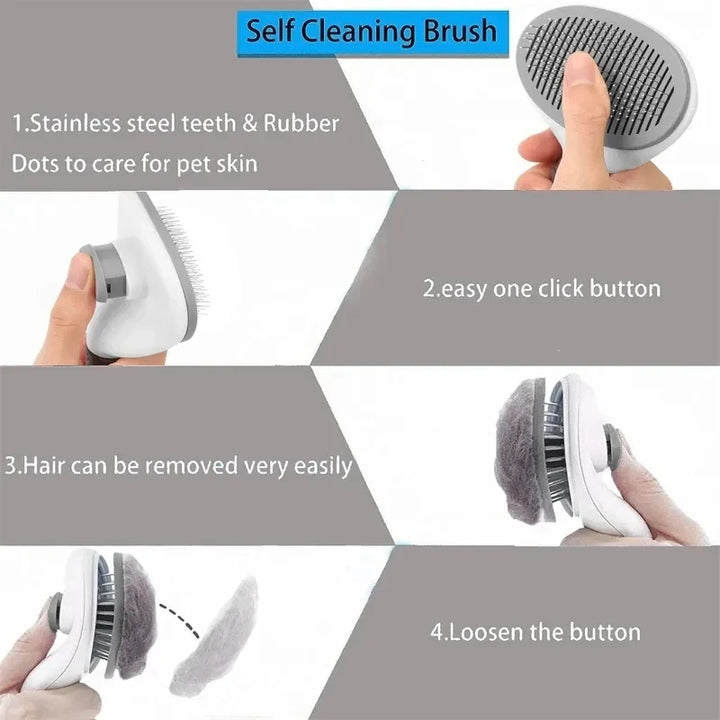 Self-Cleaning Slicker Brush for Pets: Hair Removal Comb