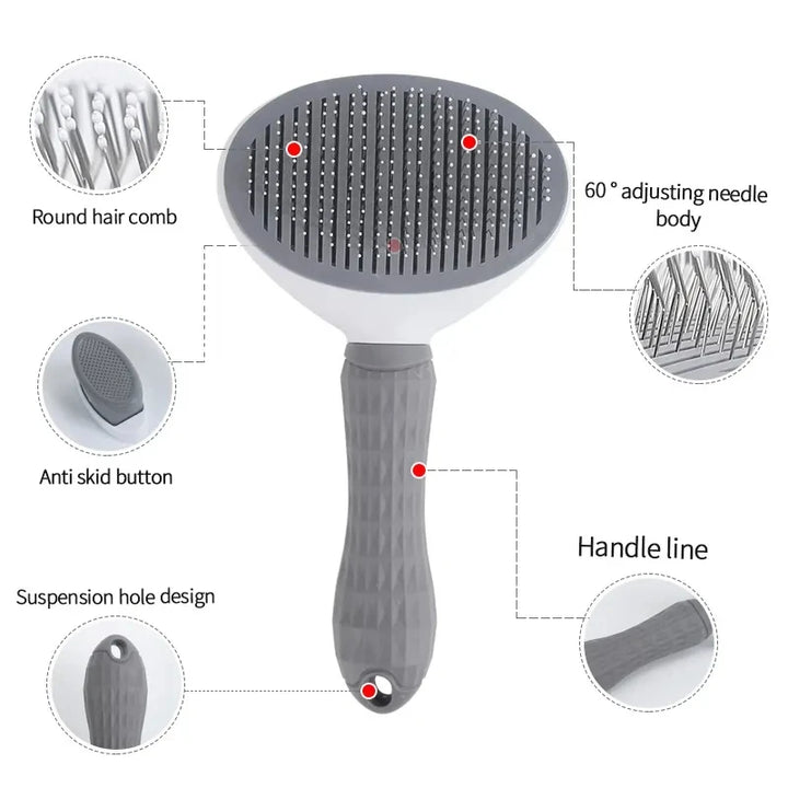 Self-Cleaning Slicker Brush for Pets: Hair Removal Comb